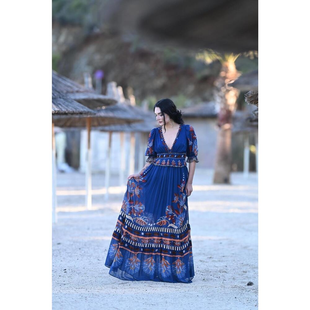 Farm Rio Nature Beauty Chiffon Geometric Maxi Dress - Picture 11 of 11
